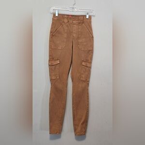 Spanx Honey Glow Brown Twill Cargo Utility Skinny Ankle PantsSize XS